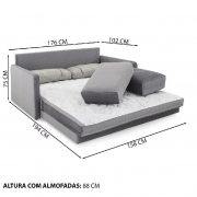 Sofá-Cama Queen 3 Lugares Herval Aurora 2